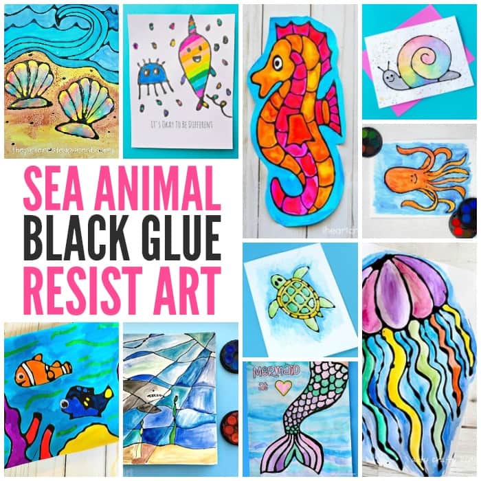 Sea Animal Black Glue Resist Art Fun Ideas for Kids
