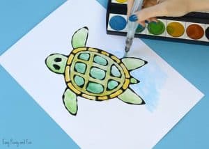 Turtle Black Glue Resist Art - Easy Peasy and Fun