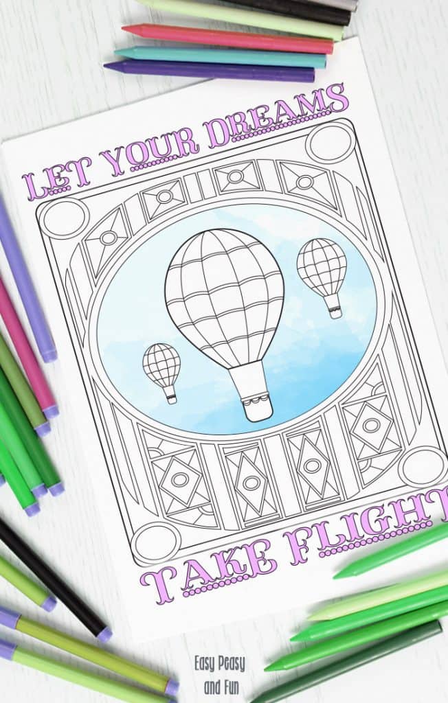 Hot Air Balloon Coloring Page - Easy Peasy and Fun