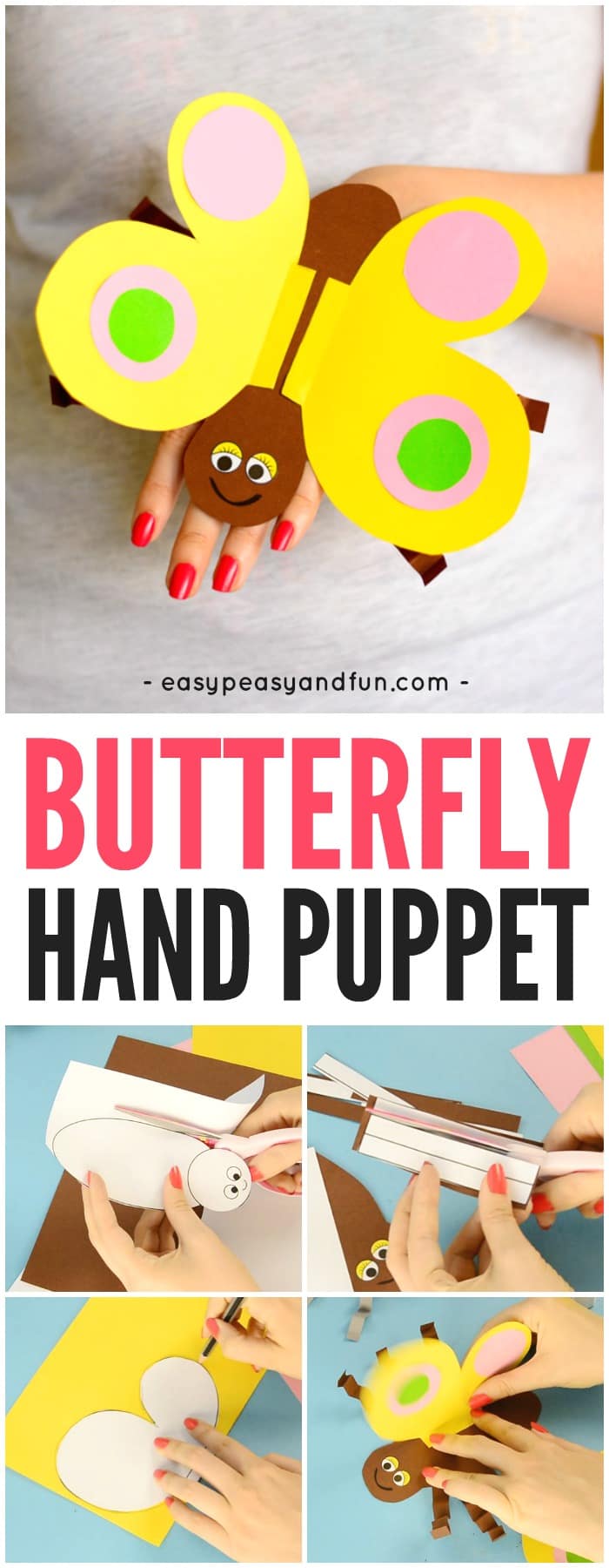 Printable Template Butterfly Paper Hand Puppet - Fun Crafts for Kids