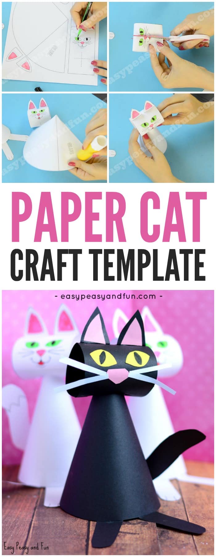 Cute Paper Cat Craft Template for Kids 