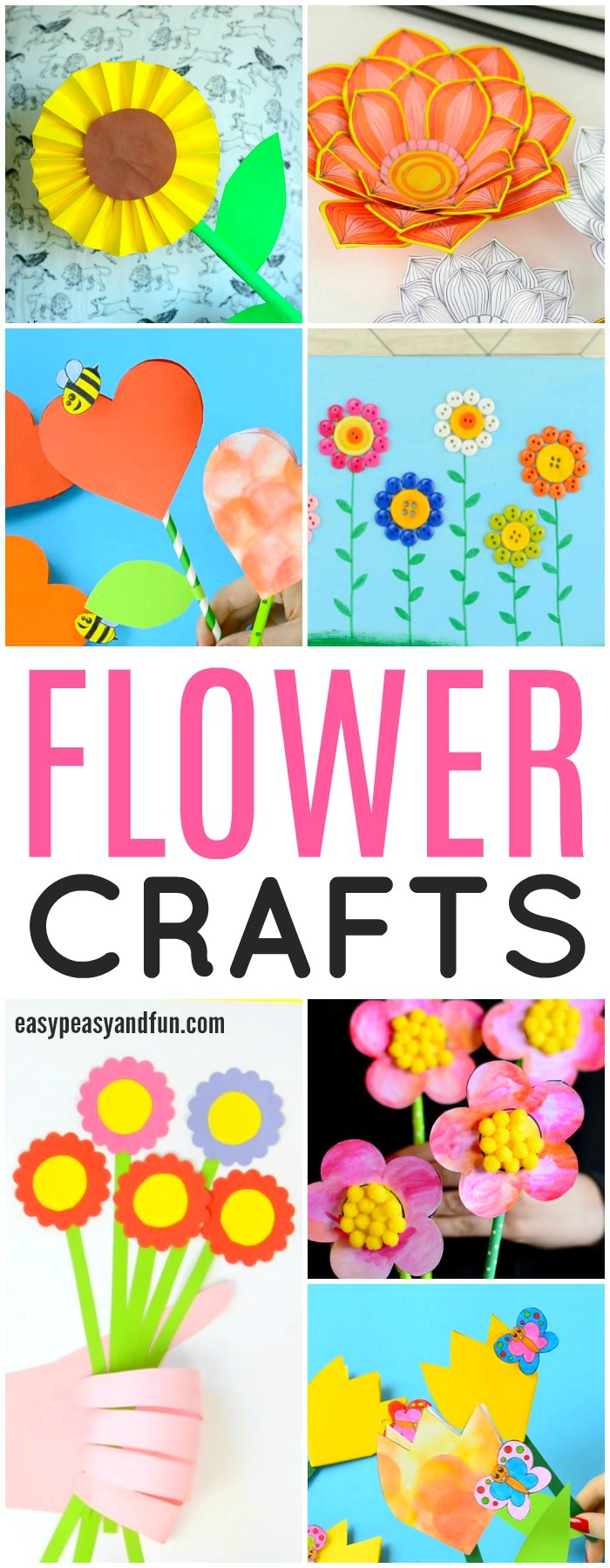 A lot of fun flower crafts for kids. Craft ideas and printable designs.