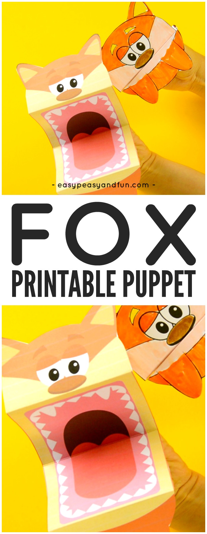 Free printable fox puppet crafts for kids to make and play
