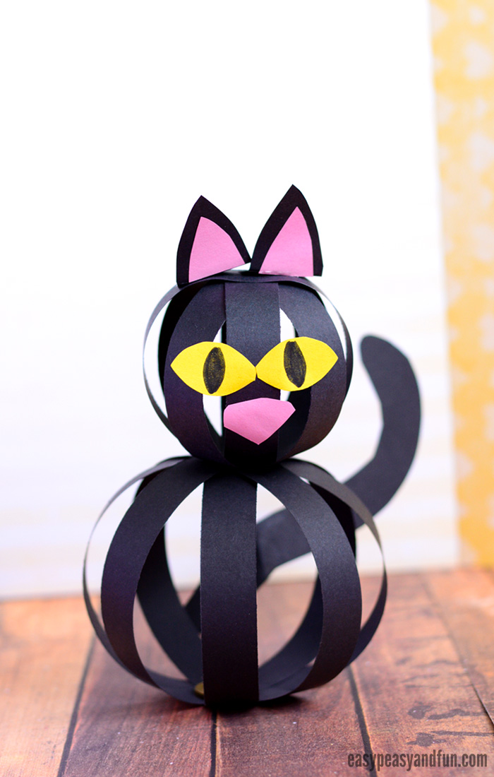 Halloween Cat Craft with Paper Strips