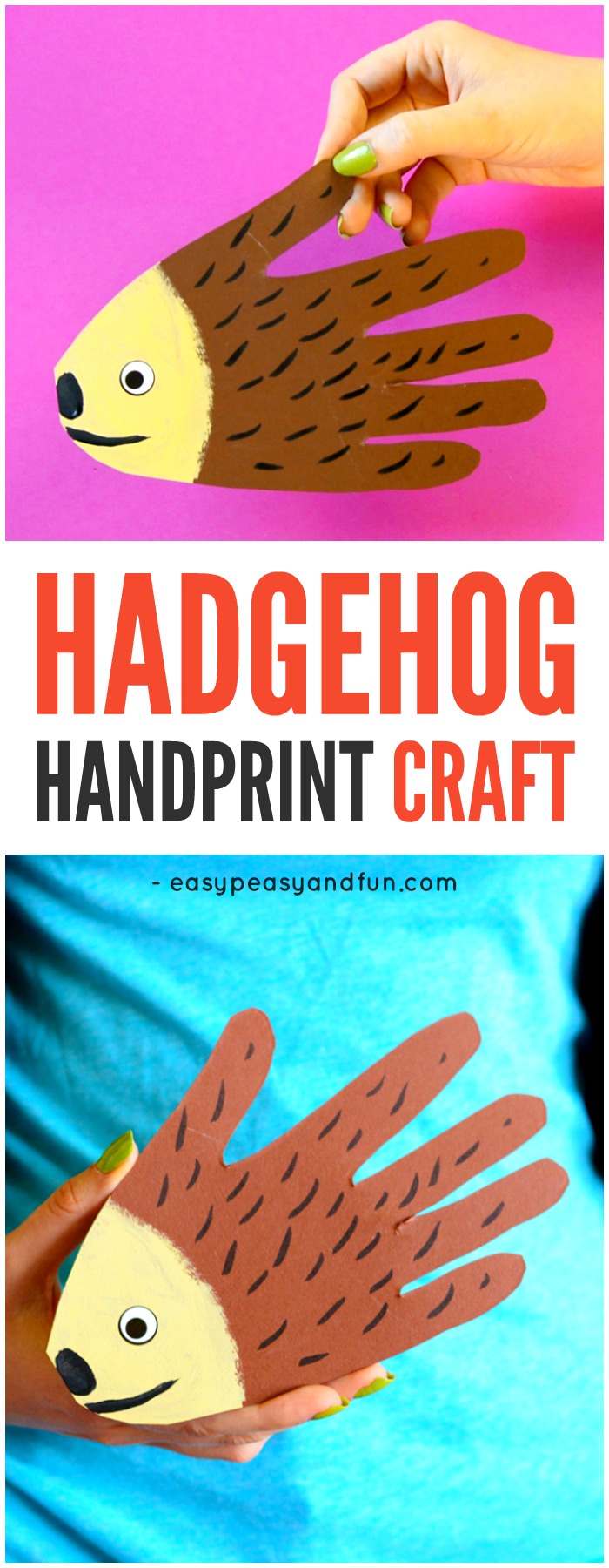 Handprint Hedgehog Craft for Kids. Simple Fall Craft Idea for Kids to Make with Paper.