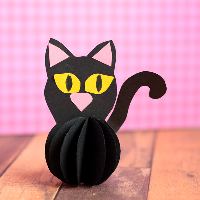 Paper Ball Black Cat Craft for Kids