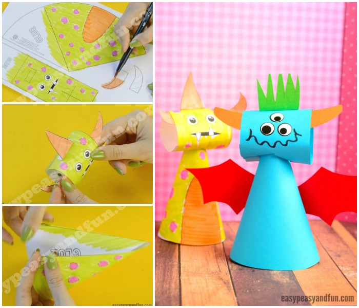 Children's Paper Cone Monster Craft Creativity