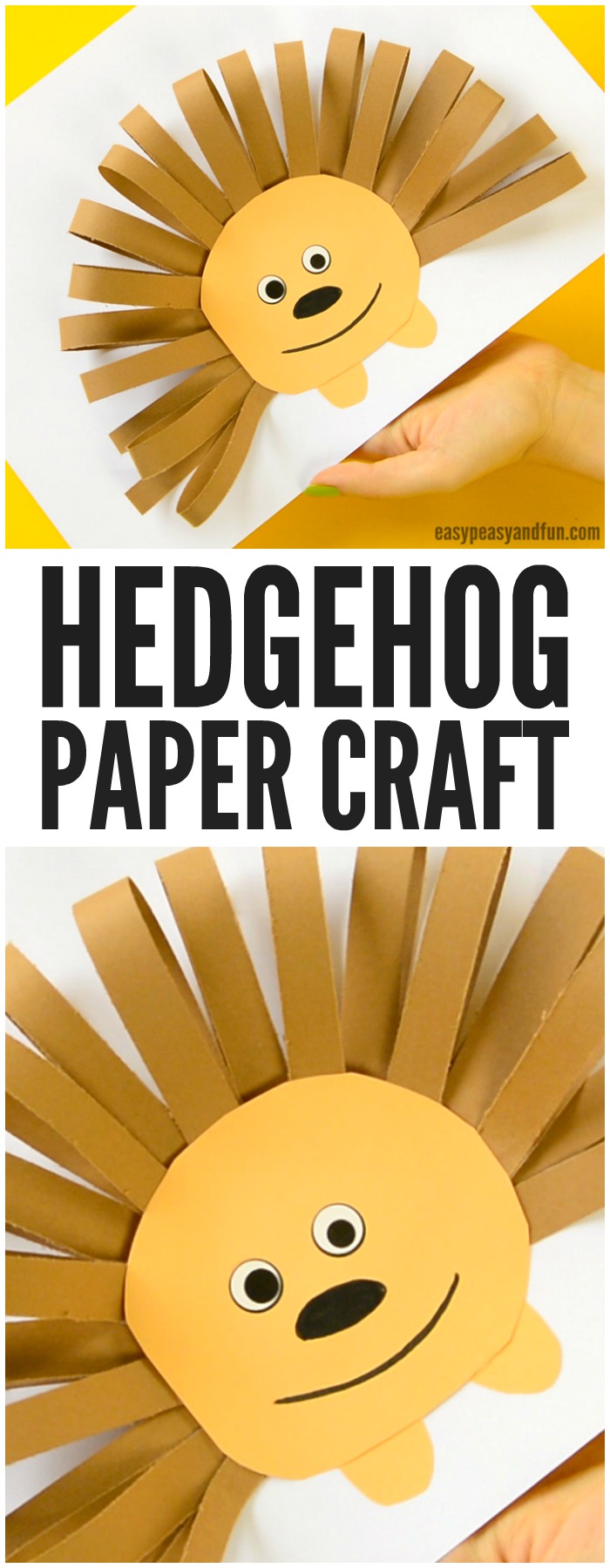 Paper Strips Hedgehog Craft for Kids. Great Fall craft for kids to make. 