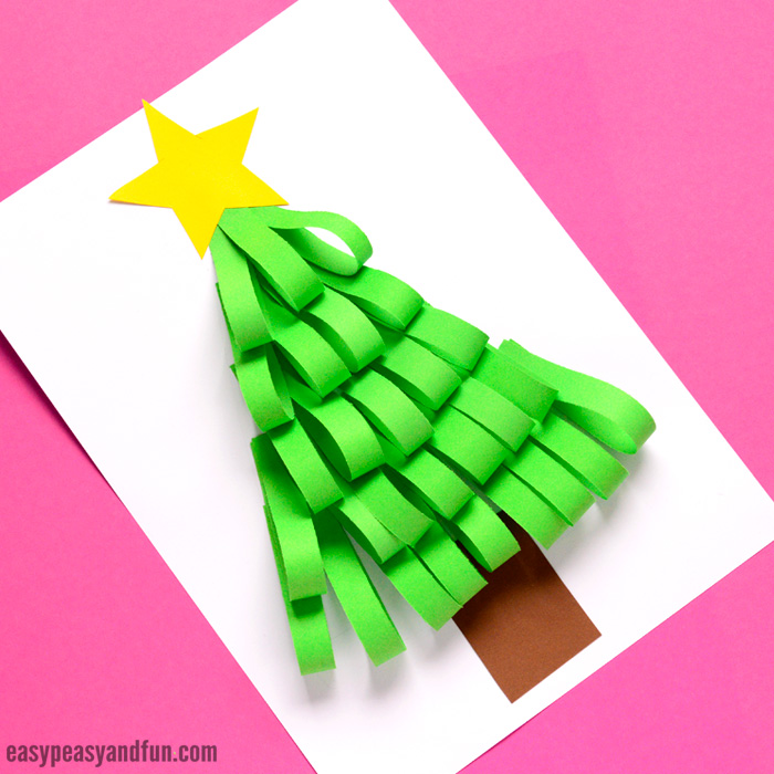 Christmas tree made with paper strips. A cool Christmas activity for your kids.
