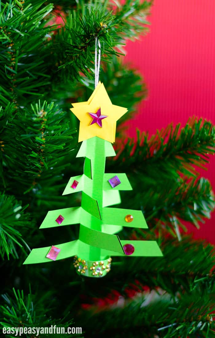 3D Christmas Tree Ornament Craft for Kids