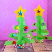 Simplest 3D Paper Christmas Tree – Print or Make with Construction Paper
