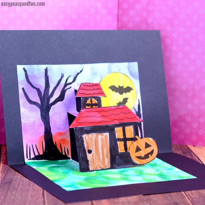 DIY Halloween pop-up card template for kids