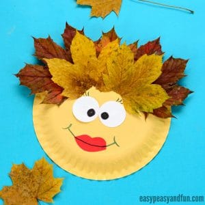 Leaf Face Paper Plate Craft for Kids to Make