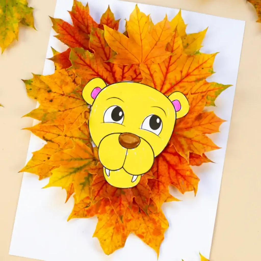 Lion craft with mane made out of leaves