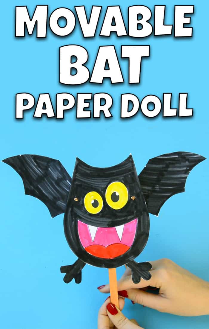 Movable Bat Paper Doll Halloween Craft for Kids #Batcraftsforkids #Halloweencraftsforkids #Craftsforkids