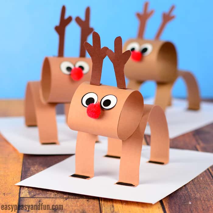3d Construction Paper Reindeer Christmas Craft Idea With Template Easy Peasy And Fun