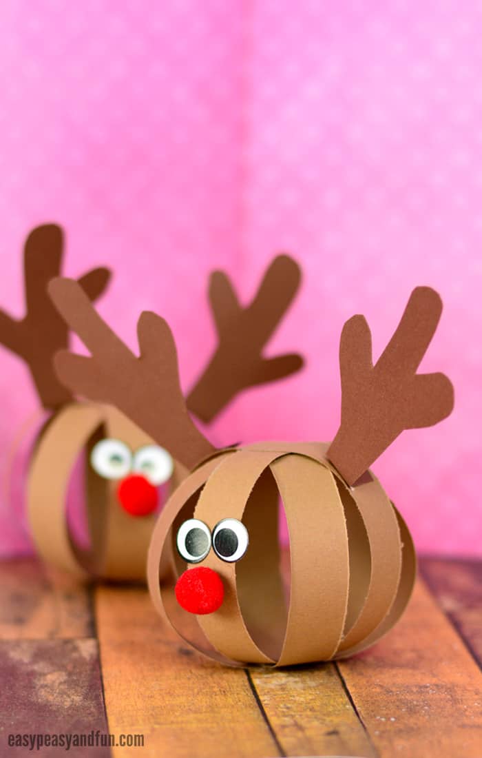 Children's Paper Ball Reindeer Christmas Crafts