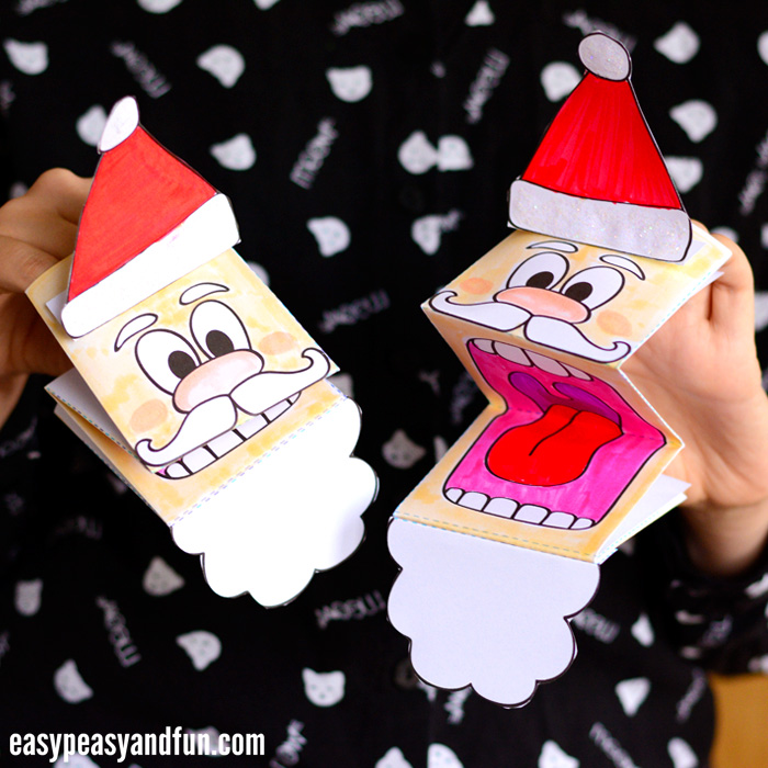 Printable Santa Claus paper puppet crafts for kids to make