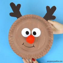 Reindeer Paper Plate Craft with Cute Red Nose
