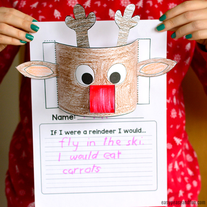 Reindeer Paper Craft for Kids & Writing Prompt