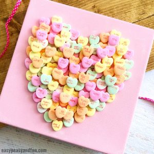 Conversation Heart Canvas Art Idea for Kids