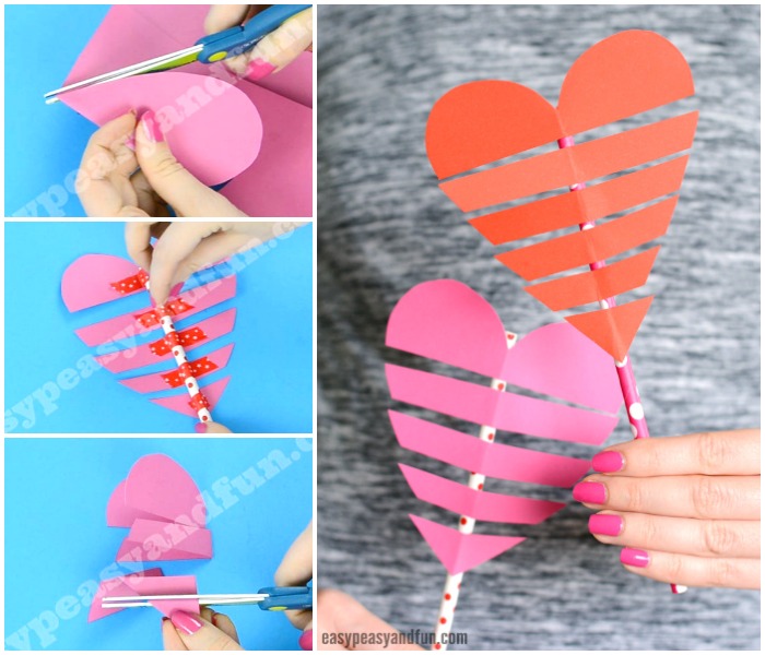 Heart On a Paper Straw Valentine's day Craft