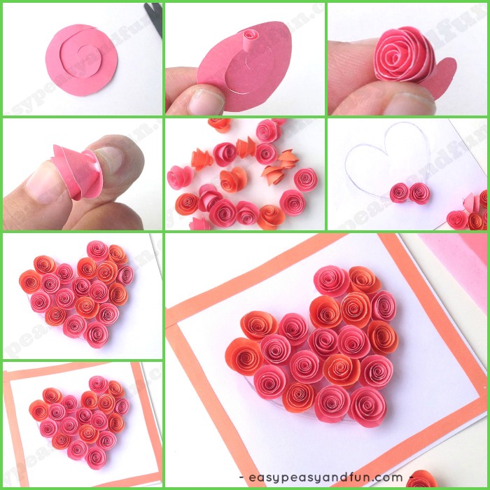 Rose Filled Heart Card Craft Idea for Kids to Make.