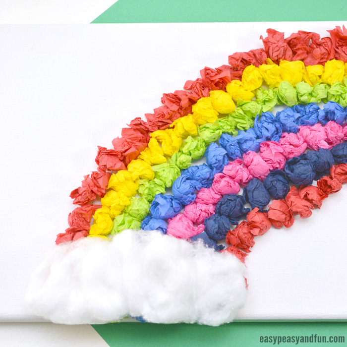 Tissue Paper Rainbow Canvas Art Idea