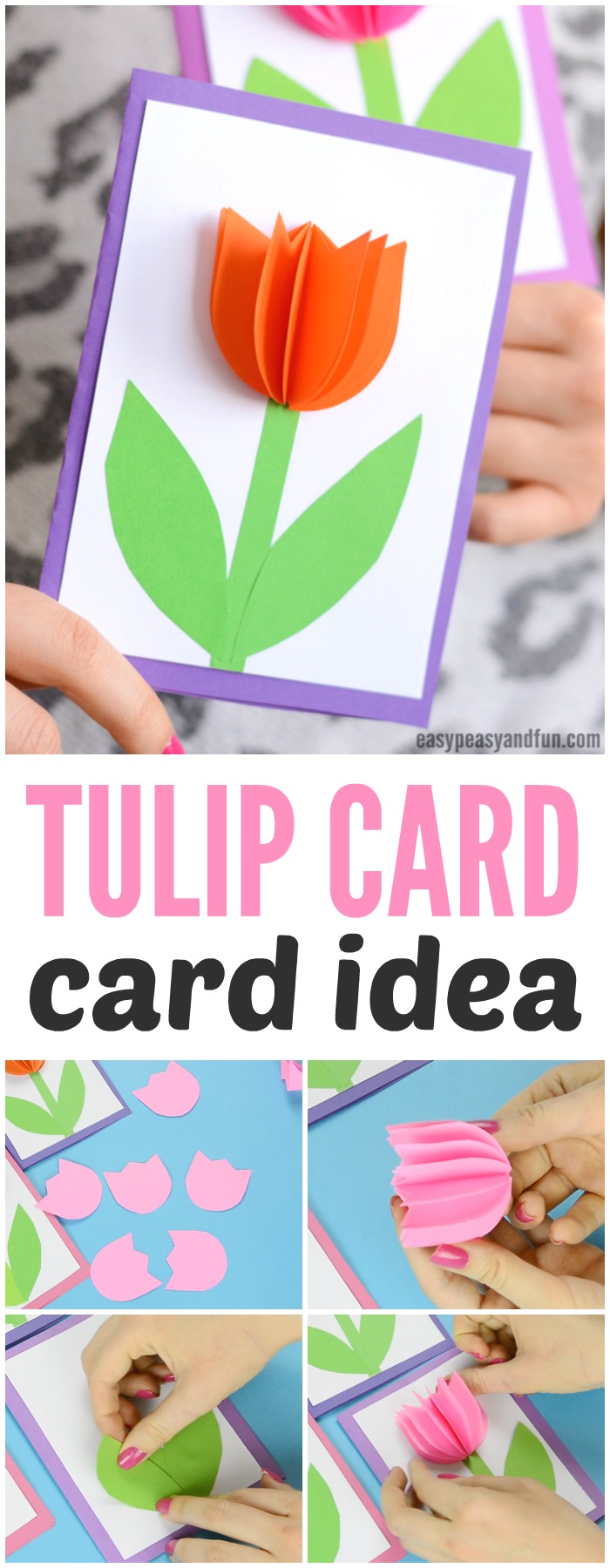 3D tulip card idea for mother's day. An interesting spring craft for kids to make.