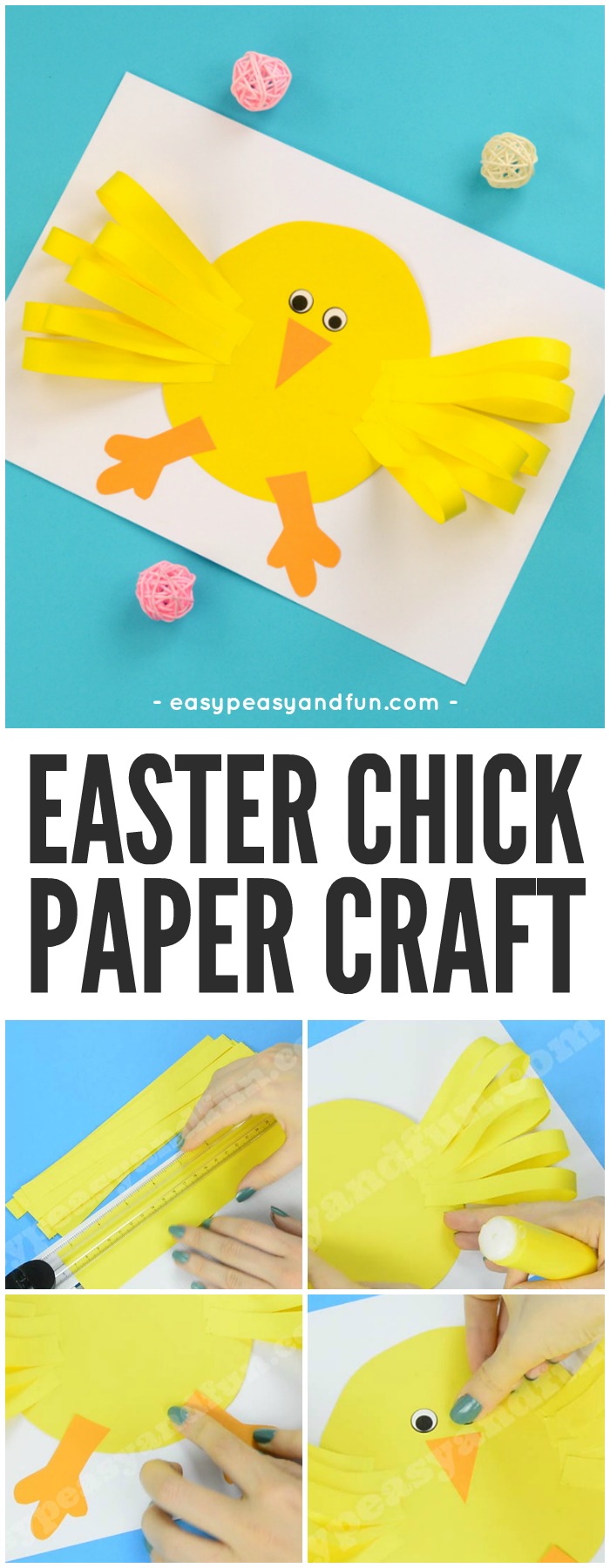 Cute Easter Chick Paper Craft Idea for Kids #Eastercrafts #chickcrafts #papercraftsforkids