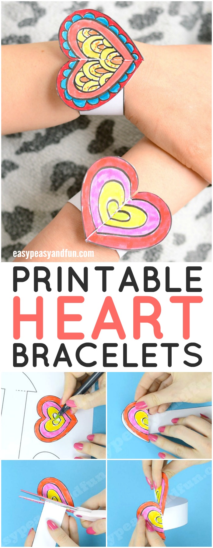 Heart Paper Bracelets for Kids – Printable Template