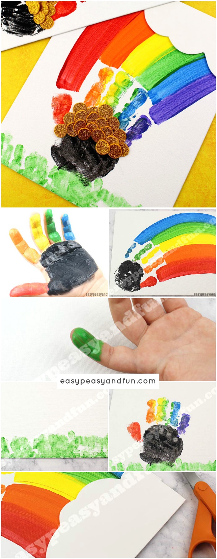 St. Patrick's Day Handprint Rainbow Art Idea for Kids #Handprintart #Rainbowart #artforkids
