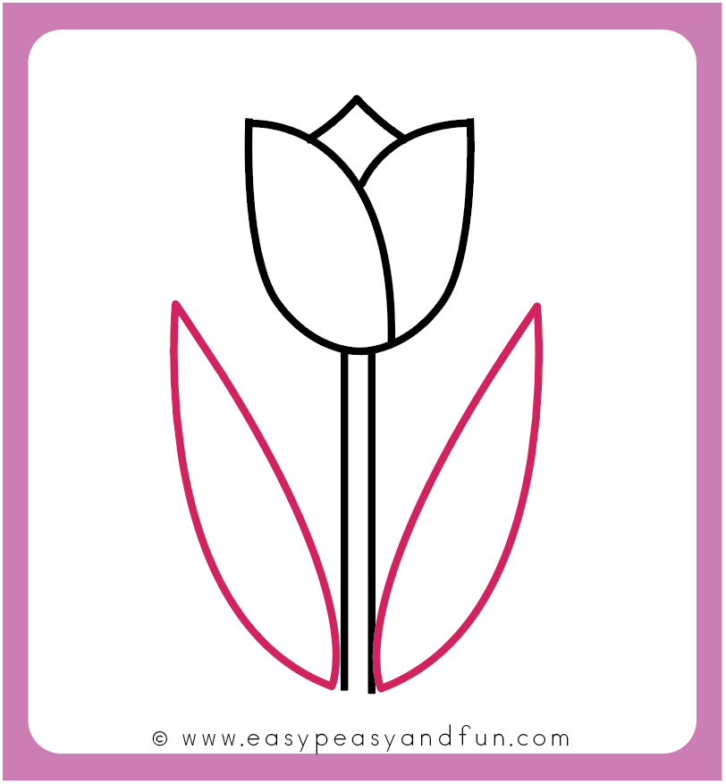 How To Draw A Tulip For Kids Easy Step By Step Tutorial Photo About