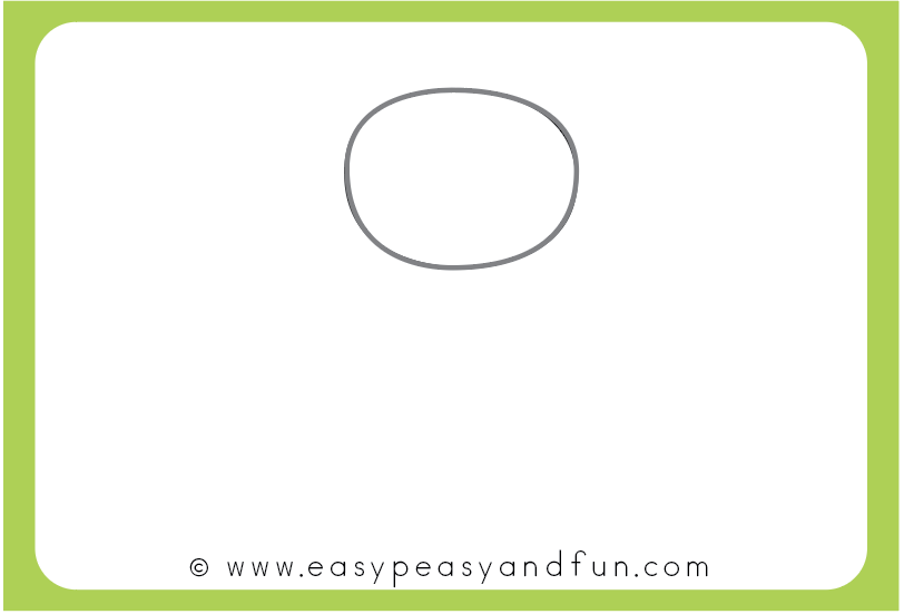 Draw an oval shape for the frog head