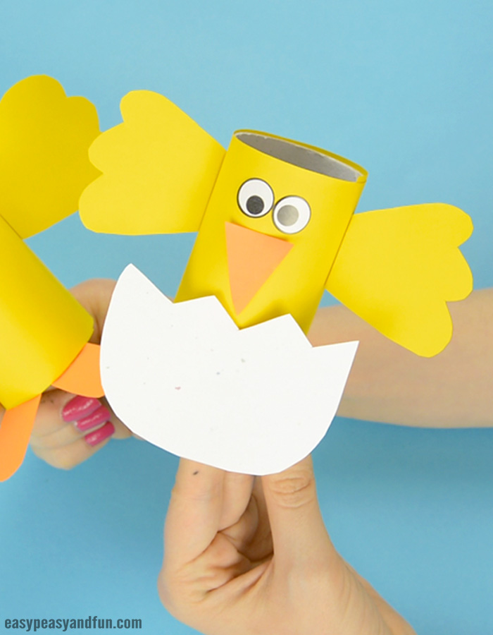 Easter chicks and crafts from paper rolls for children