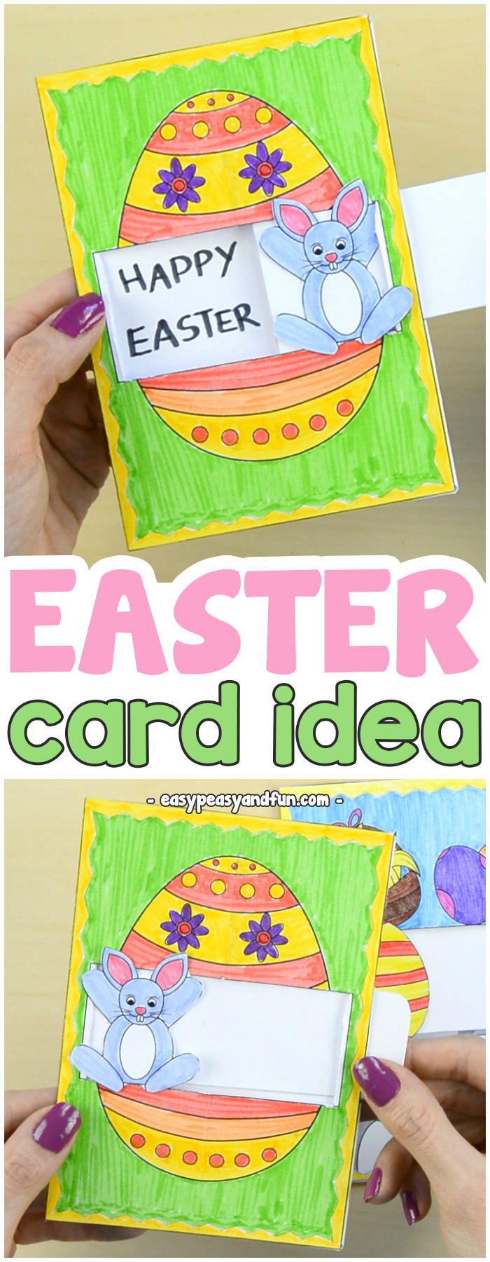 Hidden message Easter card idea for kids #Eastercraftsforkids #papercraftsforkids #DIYcardideas