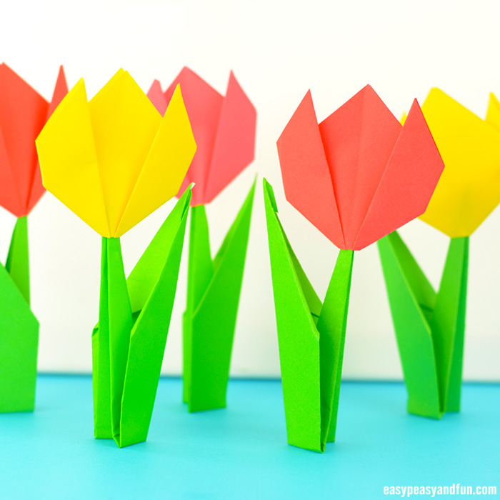How to make origami tulips.