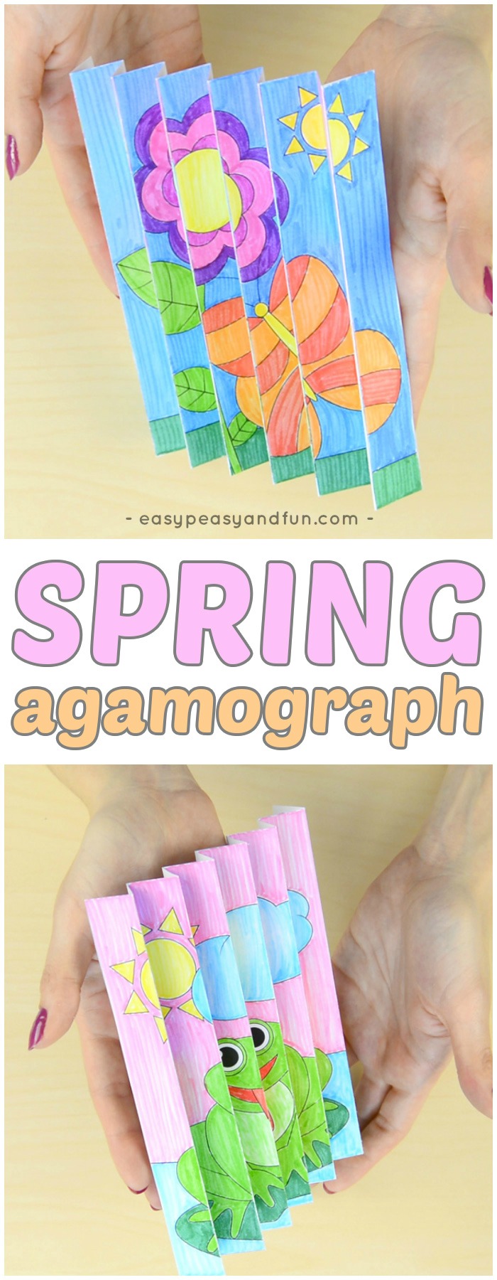 Printable Spring Agamograph Template Craft for Kids #springcrafts #papercrafts #craftsforkids