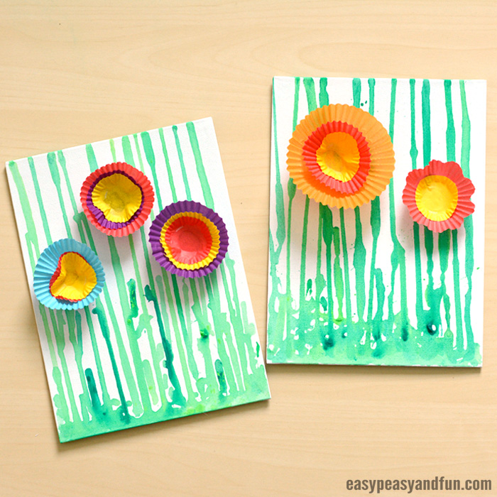 Floral art project with drop painting