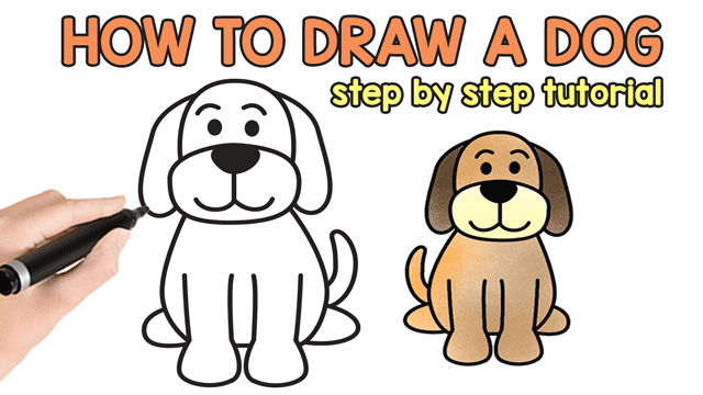 Easy Dog Drawing » How to draw a Dog Step by Step-saigonsouth.com.vn