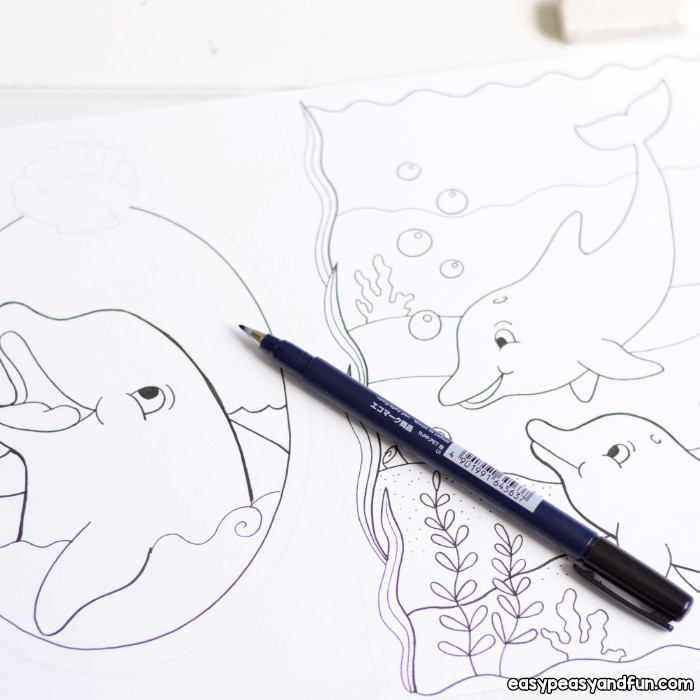 dolphin coloring pages  easy peasy and fun