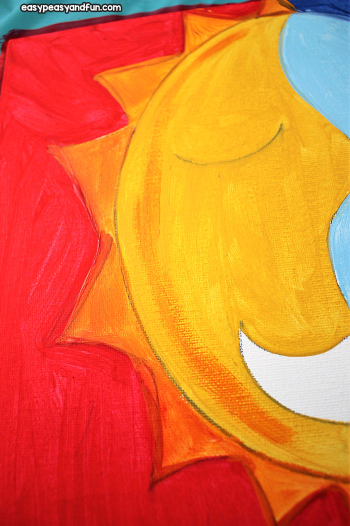 Sun And Moon Painting Art Lesson With Warm Cool Colors Easy Peasy Fun - Easy Warm And Cool Colors Painting