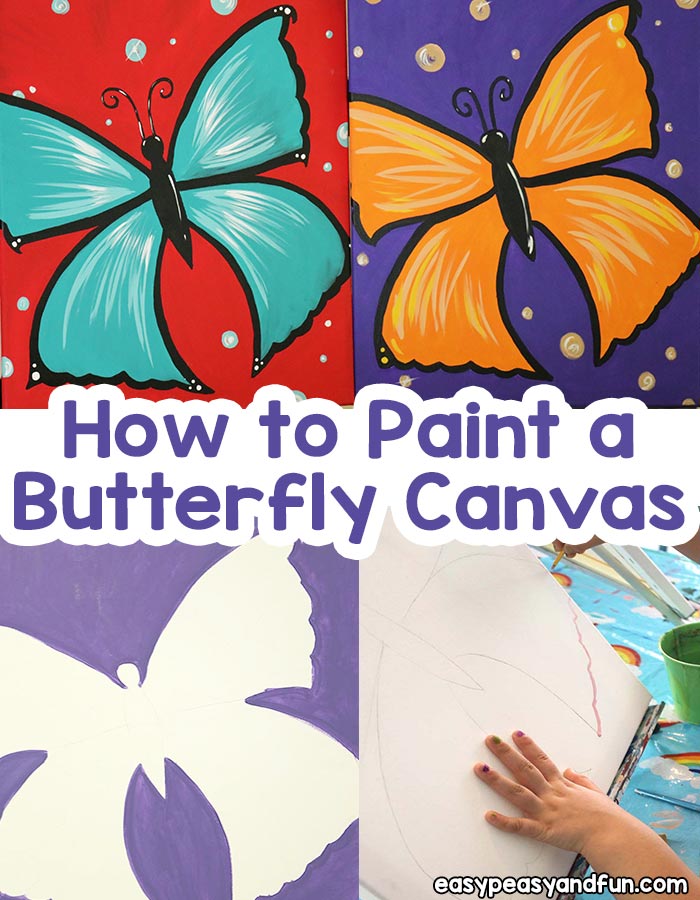 How to Paint a Butterfly Canvas - Step by Step Art Lesson on Acrylic Painting for Kids and Beginners 