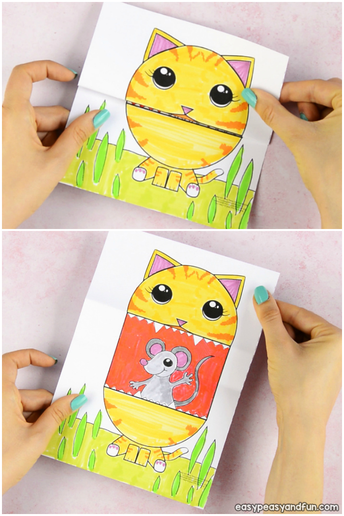 Surprise big mouth cat printable crafts for children