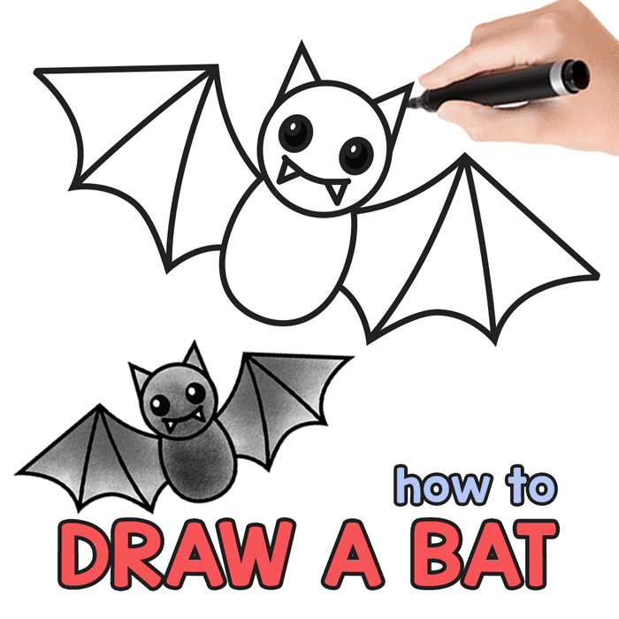 How to Draw a Bat - Step by Step Bat Drawing Tutorial - Easy Peasy and Fun