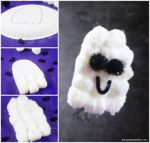 Cotton Ball Ghost Halloween Craft