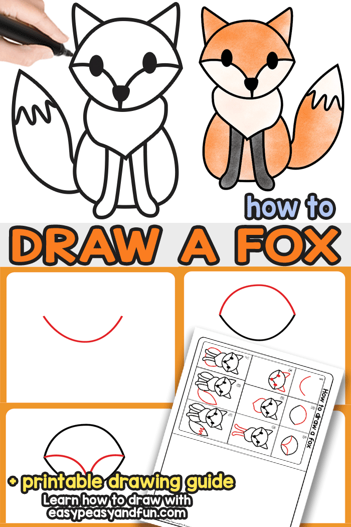 How to Draw a Fox - Step by Step Fox Drawing Tutorial - Easy Peasy and Fun