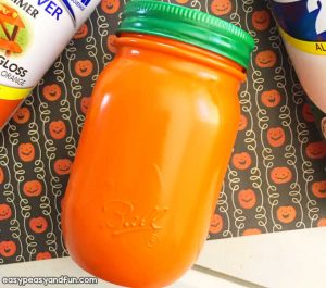 Halloween Pumpkin Mason Jar Craft - Easy Peasy and Fun