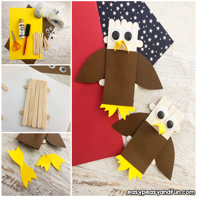 DIY craft stick bald eagle