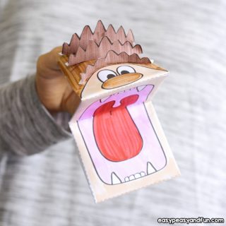Hedgehog Puppet Printable Template Paper Craft for Kids